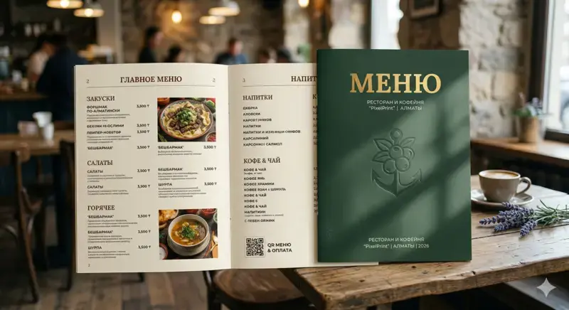 Печать меню для ресторанов, кафе и кофеен в Алматы: Гайд по выбору материалов и форматов